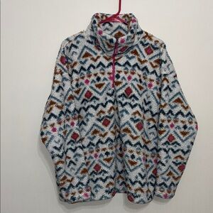 Eddie Bauer Southwest Aztec Sherpa Fleece Quarter-Zip Pullover Size XXL